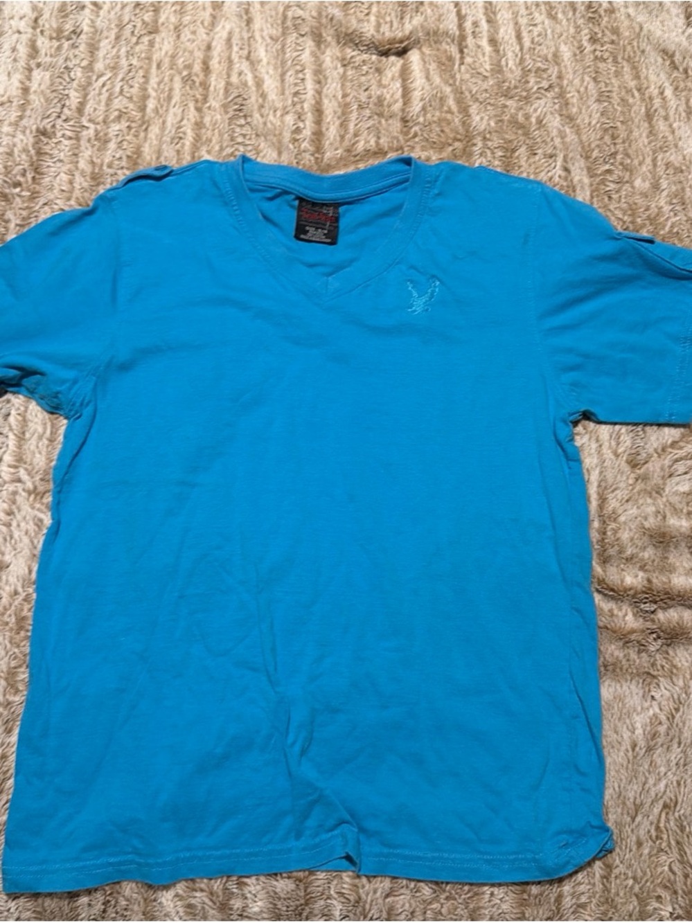 Men's V-Neck Short Sleeve Shirt - Turquoise